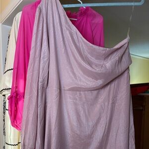 ANDRÉE BY UNIT Dusty Rose Shimmery One Shoulder Mini-Dress